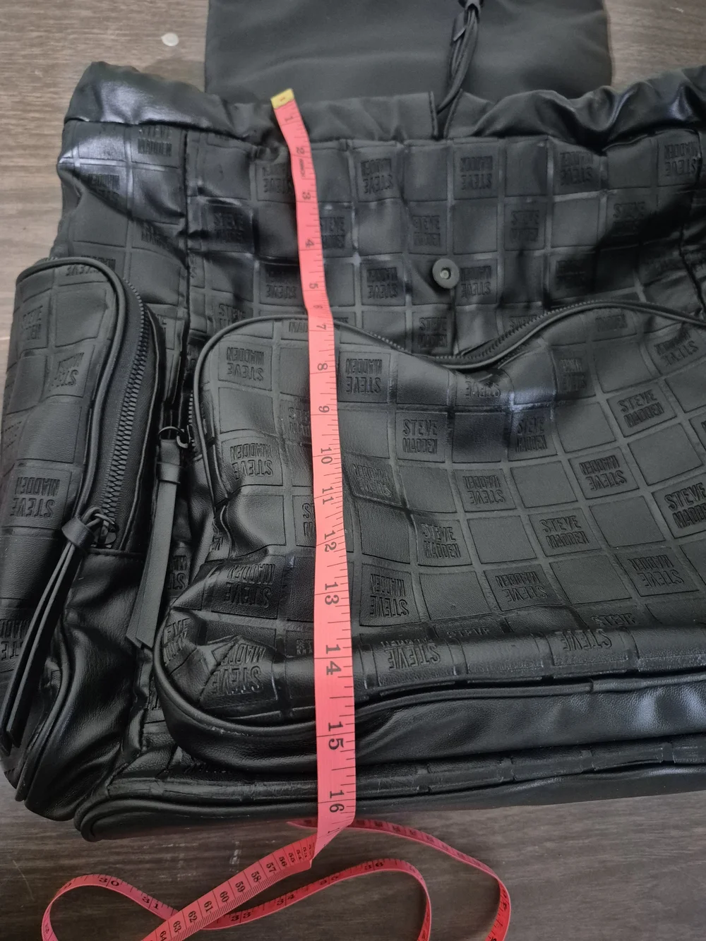 Steve Madden Black Embossed Leather Backpack